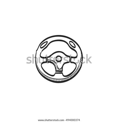 Steering Wheel Icon Doodle Sketch Lines Stock Vector Royalty Free