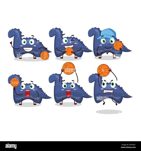 Talented Blue Dinosaur Gummy Candy Cartoon Character As A Basketball