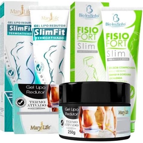 Kit 3 Gel Para Massagem Redutor Slim Fit E Gel Lipo Mary Life