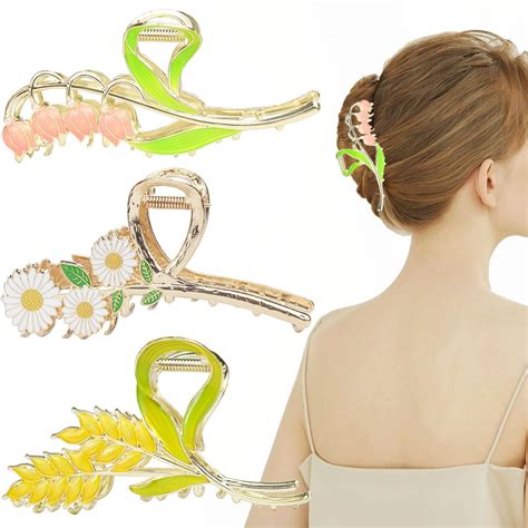 Amazon Tulip Hair Claw Clip Large Metal Flower Hair Claw Clips