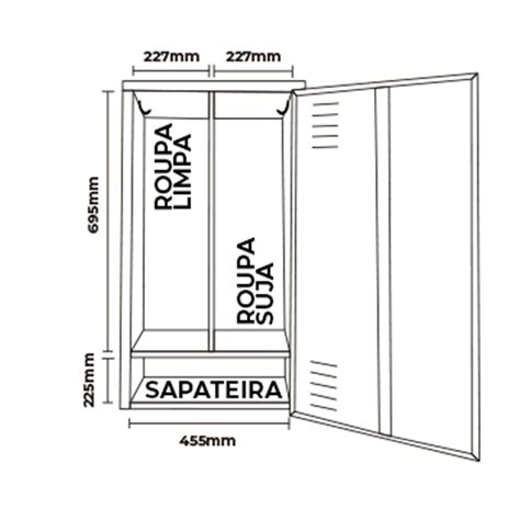 Roupeiro em aço insalubre 4 portas grandes divisória e