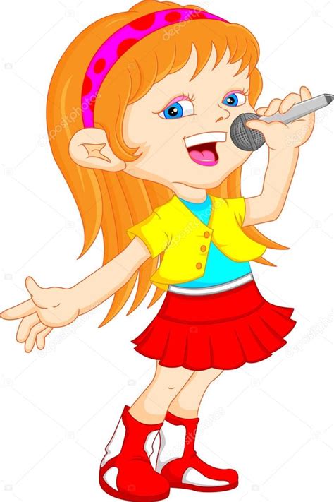 Chica Joven Cantando Vector Gráfico Vectorial © Lawangdesign Imagen