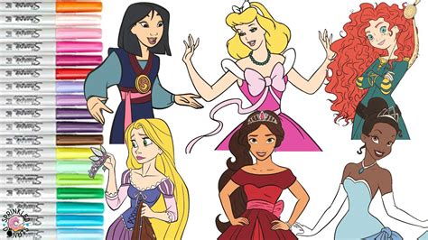 Disney Princess Coloring Book Compilation Rapunzel Merida Aurora Elena