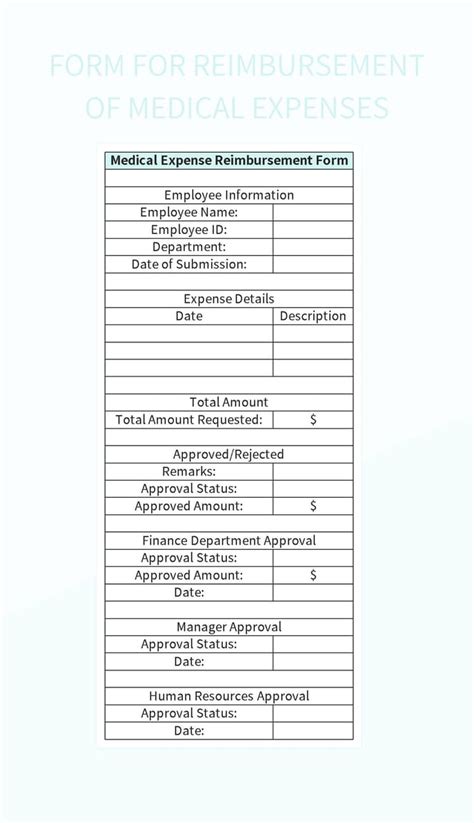 Financial Medical Expense Reimbursement Form Excel Template And Google