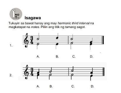 Tukuyin Sa Bawat Hanay Ang May Harmonic Third Interval Na Magkatapat Na