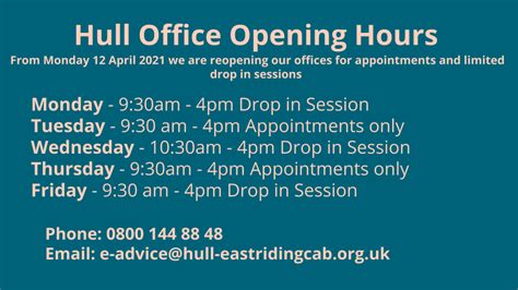 Hull Opening Times - Citizens Advice