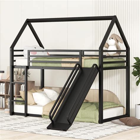 Amazon Erye Full Over Full Size Castle Style Bunk Bed With