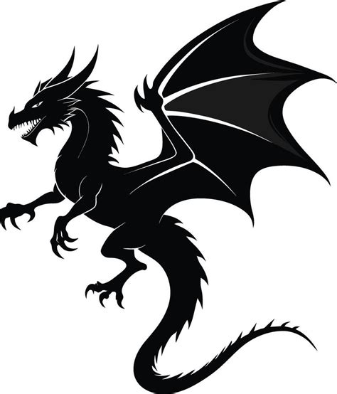 a black and white silhouette of a dragon 42729827 Vector Art at Vecteezy