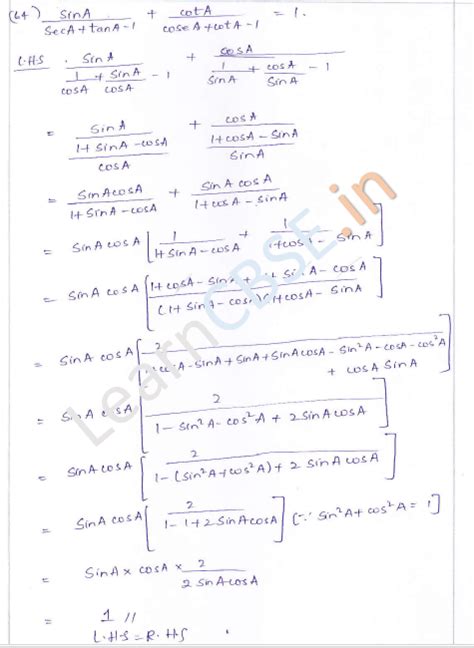 Rd Sharma Class 10 Solutions Chapter 6 Trigonometric Identities Artofit