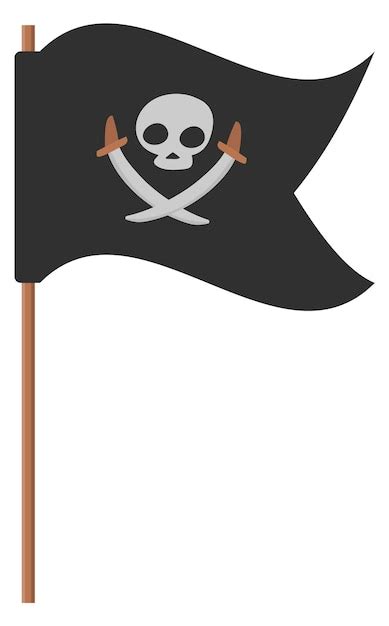 Icono De Bandera Pirata Ondeando Tela Negra Con Calavera Vector Premium