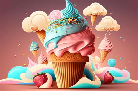 Uma Ilustra O Colorida De Um Cupcake Uma Cobertura Rosa E Azul E