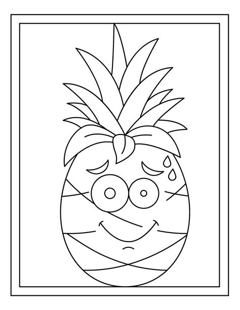 Printable Kawaii Pineapple Coloring Page Kawaii Pineapple Coloring