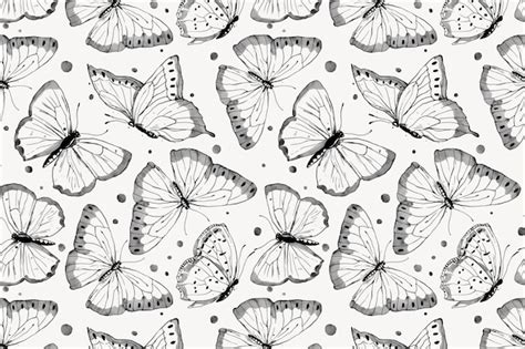 Free Vector Ink Butterfly Background Line Art Pattern Design Vector