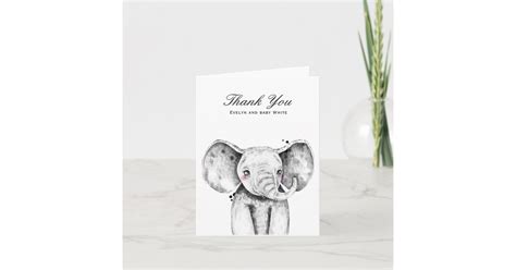 Watercolor Elephant Baby Shower Thank You Card Zazzle