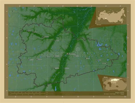 Kurgan Russia Physical Labelled Points Of Cities Stock Illustration