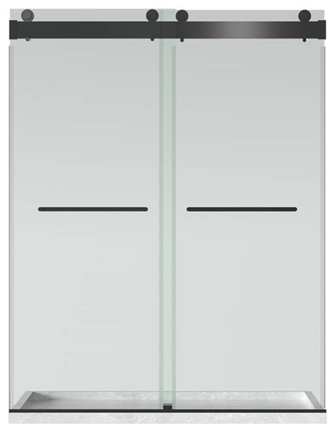 Clovis 76x60 Double Sliding Tempered Glass Shower Door In Brushed