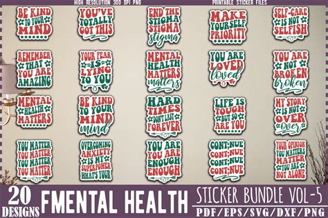 Mental Health Sticker Bundle Vol 5 Graphic By Creativekhadiza124 · Creative Fabrica