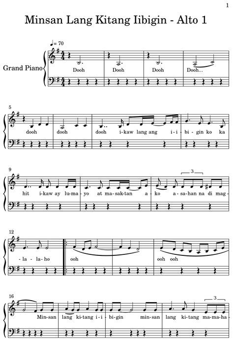 Minsan Lang Kitang Iibigin - Alto 1 - Sheet music for Piano