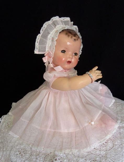 Vintage Effanbee Dy Dee Lou 20 Doll Pink Organdy Dress And Bonnet Outfit