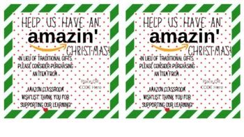 Amazon Teacher Wish List Christmas Card Printable by Kinderlee | TPT