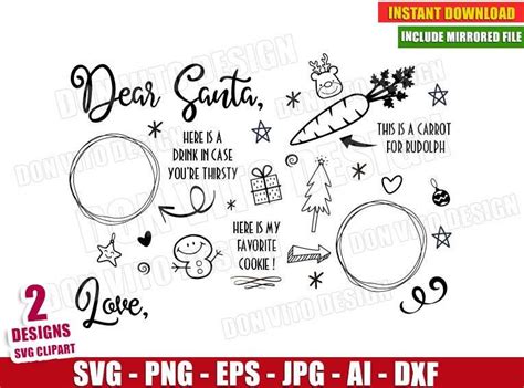 ⭐ Dear Santa Tray SVG Cut File for Cricut & Silhouette - Christmas Cookies Drink Carrots ...