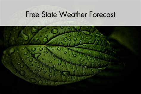 Free State Weather A Cloudy Thursday With Thundershowers