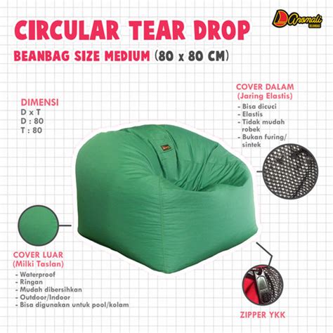 Jual Anomali Beanbag Clasic Tear Drop Bean Bag Bahan Milky Size M