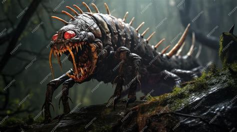 Premium Ai Image Angry Centipede Monster Background Wallpaper Ai