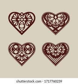 Conjunto De Hermosos Corazones Monocromos Vectoriales Vector De Stock