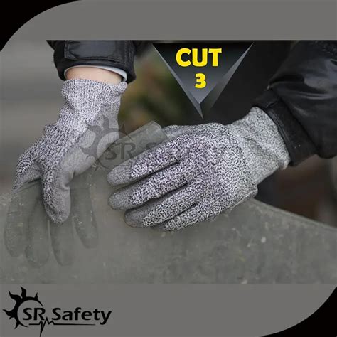 Srsafety 13 Gauge Nylon Cutting Resistant Glove Coated With Pu