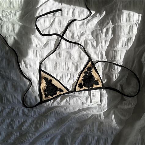 Calzedonia Mesh Flower Embroidered Bikini Top BNWT Depop