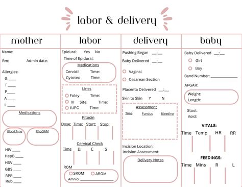 Labor And Delivery Report Sheet Nursing Report Sheet Landd Report