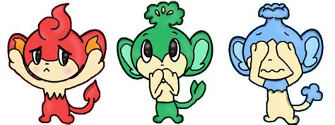 Pokemon The Three Wise Elemental Monkeys By Keoen On Deviantart