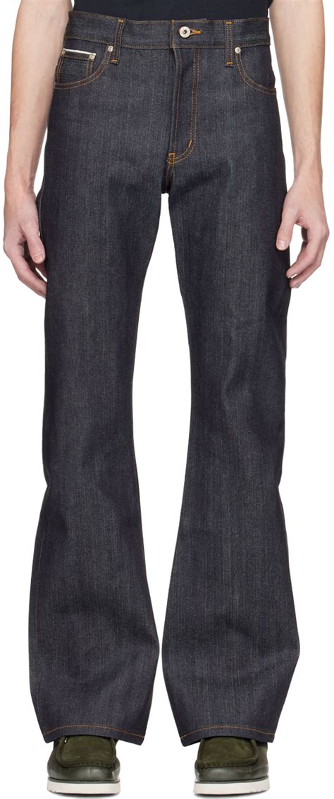 Naked Famous Denim Indigo Groovy Guy Jeans SSENSE