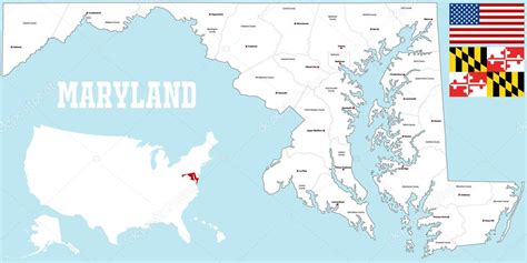 Mapa Del Condado De Maryland Vector De Stock Por Malachy666 86027482