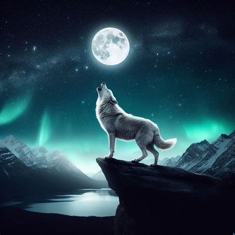Download Ai Generated Wolf Northern Lights Royalty Free Stock