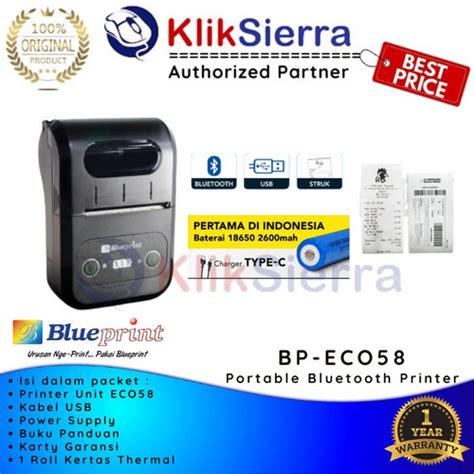 Jual Printer Thermal Mini Portable Bluetooth Blueprint Eco58 Baterai 18650 Jakarta Pusat