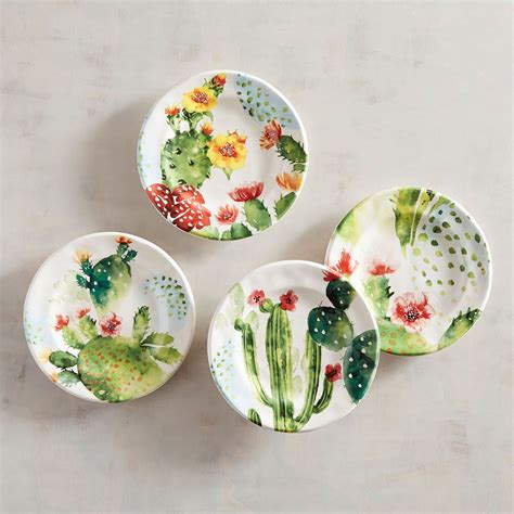 Desert Cactus Salad Plates Set Of Pier Imports Decor Plates