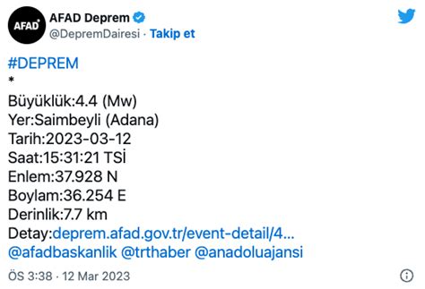 Adana Da Deprem Afad B Y Kl N Duyurdu