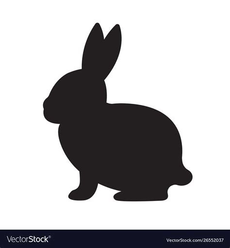 Flat black rabbit bunny silhouette Royalty Free Vector Image