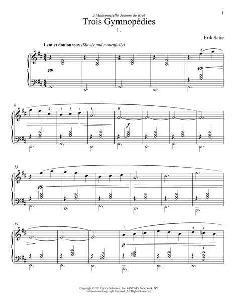 Gymnopedie No 1 By Erik Satie Sheet Music For Piano Solo At Sheet