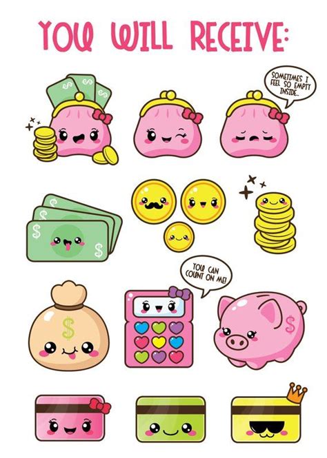 Kawaii Clipart Money Clipart Budget Clipart Kawaii Coin Etsy Kawaii