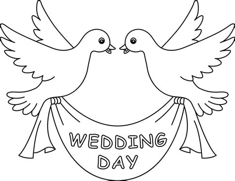 Wedding Day Dove Isolated Coloring Page For Kids 12902501 Vector Art At