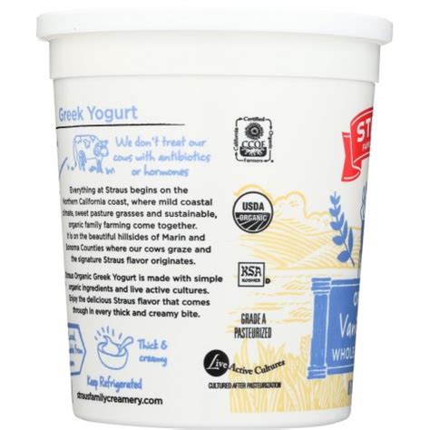 Straus Organic Whole Milk Greek Vanilla Yogurt Oz