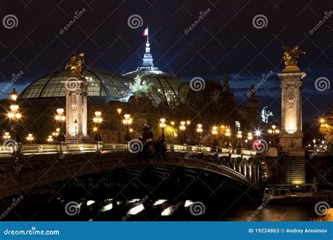 Bridge Alexander Iii At Night Paris France Stock Image Image Of