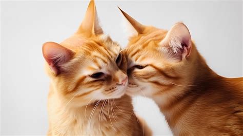 Premium AI Image | Two cats are kissing on a white background