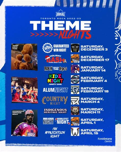 2022-23 Theme Nights Announced - Toronto Rock