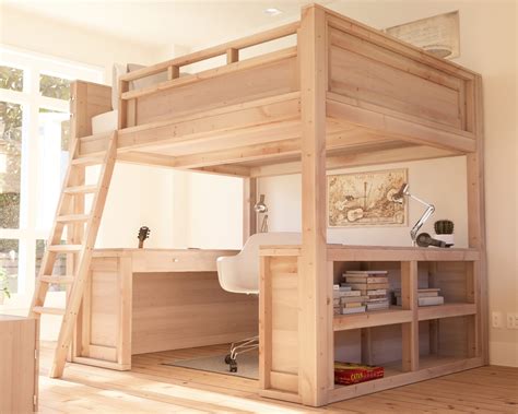 Queen Size Loft Bed With Desk Plans Image To U