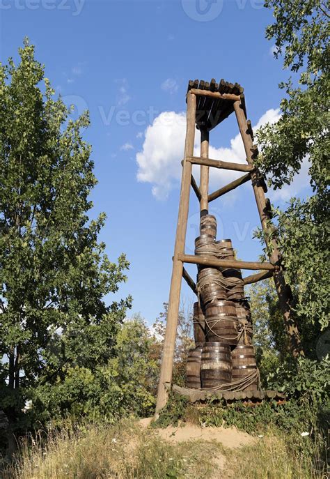 Old Cossack Wooden Watchtower On A Hill Among The Forest 4708359 Stock