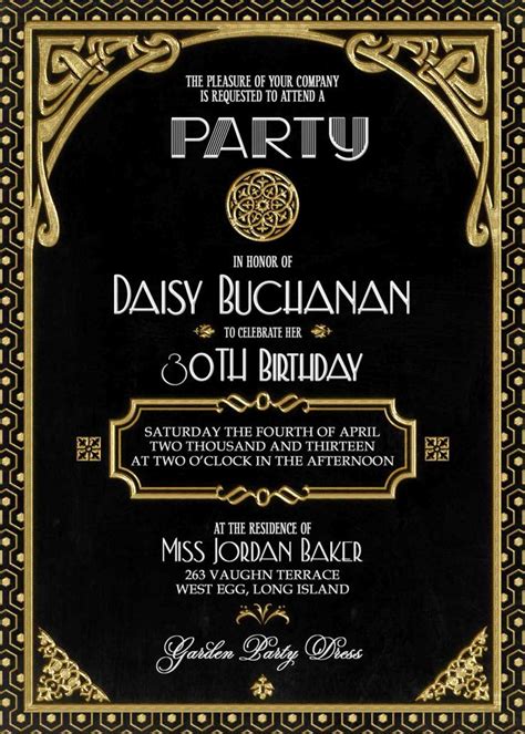 Great Gatsby Invitation Wording Collegio Sanlorenzo Template